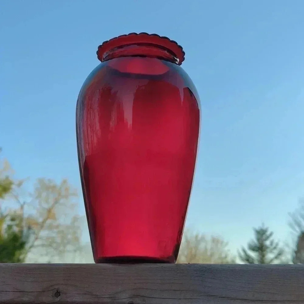 Ruby  Red Glass Vase - Picture 6 of 7